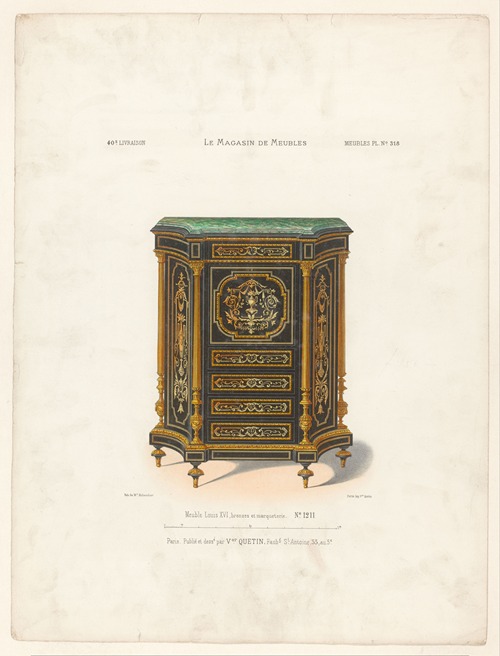 Meuble Louis XVI, bronzes et marqueterie