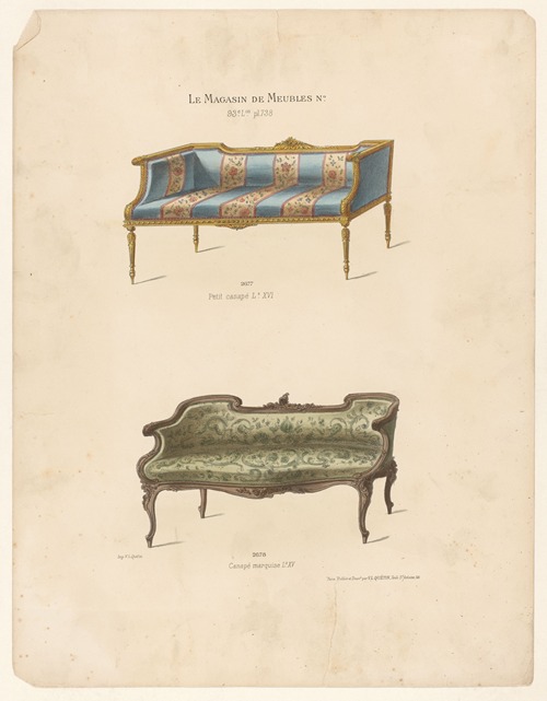 Petit canapé Ls XVI ; Canapé marquise Ls XV