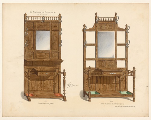 Porte-chapeaux gravé ; Porte-chapeaux et Porte parapluies