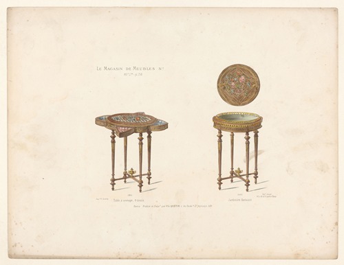 Table à ouvrage, 4 tiroirs ; Jardinière fantaisie