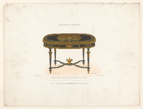 Table de Salon Louis XVI, Bronze et marqueterie de cuivre