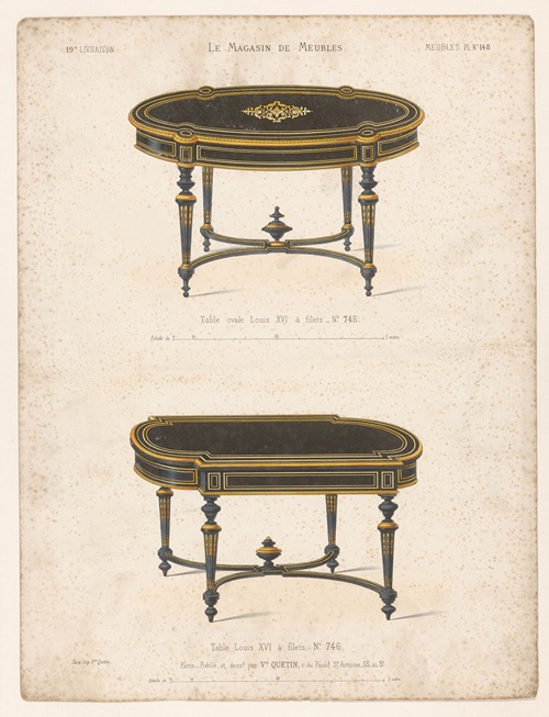 Table ovale Louis XVI à filets ; Table Louis XVI à files