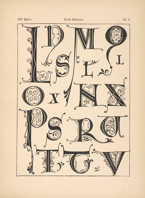 École‎ ‎Italienne – Alphabet‎ ‎composé‎ ‎d’initiales‎ ‎tirées‎ ‎des‎ ‎Manuscrits‎ ‎Ruth