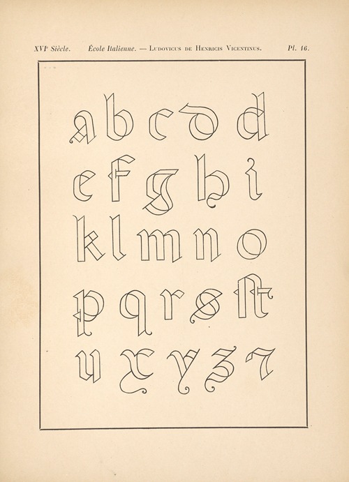 École‎ ‎Italienne – Lüdovicus‎ ‎de‎ ‎Henricis‎ ‎Vicentinus – Alphabet‎ (Mineur)