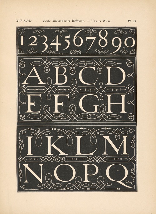 Écoles‎ ‎Allemande‎ et‎ ‎Italienne – Urbain‎ ‎Wÿss – Alphabet‎ ‎attique