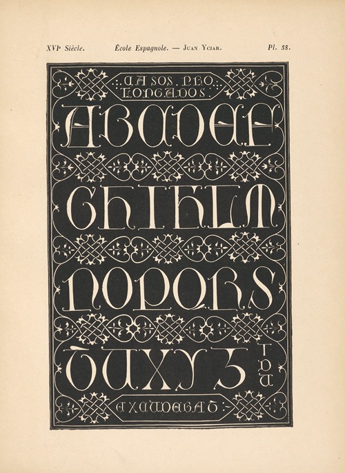 École‎ ‎Espagnole – Juan‎ ‎Yciar‎ ‎- Alphabet (initiales)