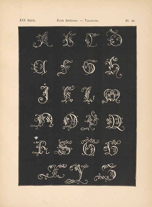 École‎ ‎Italienne – Tagliente – Alphabet‎ ‎d’initiales‎ ‎gothiques