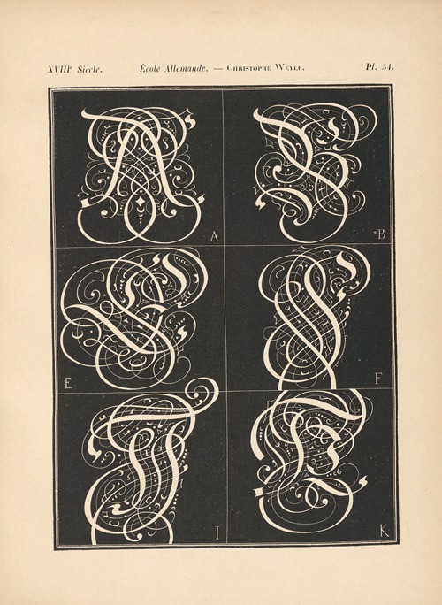 Ecole‎ ‎Allemande – Christophe‎ ‎Weyle – Alphabet‎ ‎(initiales‎ ‎gothiques)