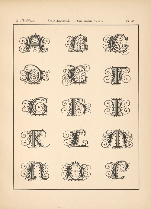 Ecole‎ ‎Allemande – Christophe‎ ‎Weyle – Alphabet (Roman‎ ‎antique‎ ‎initiales)