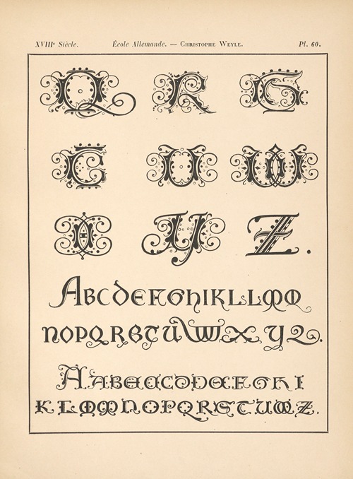 Ecole‎ ‎Allemande – Christophe‎ ‎Weyle – Alphabet (Roman‎ ‎antique‎ ‎initiales)