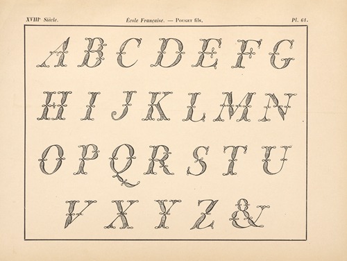 École‎ ‎Française – Pouget‎ ‎fils – Alphabet‎ ‎(initiales‎ ‎liacées)