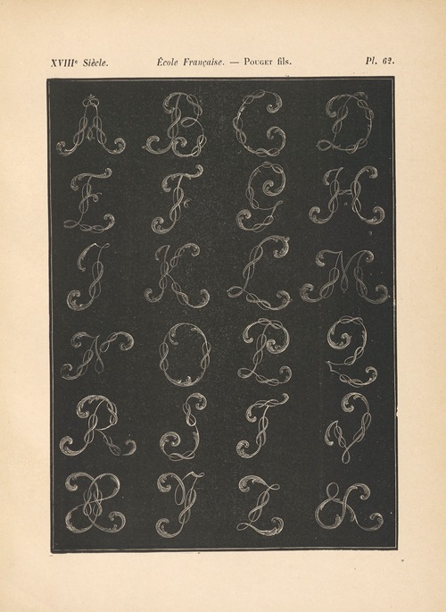 École‎ ‎Française – Pouget‎ ‎fils – Alphabet‎ ‎(initiales‎ ‎liacées)