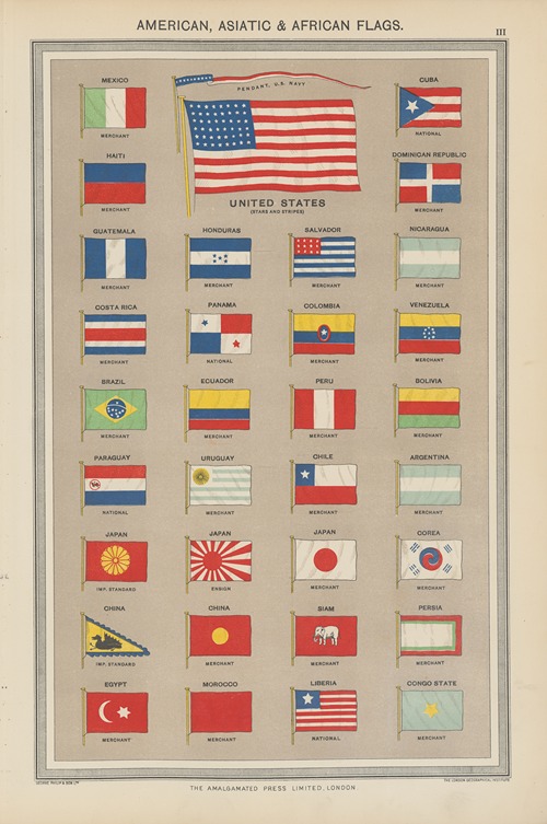 American, Asiatic and African Flags