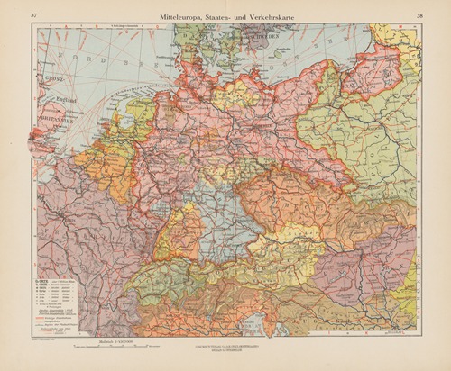 Mitteleuropa, Staaten- und Verkehrskarte