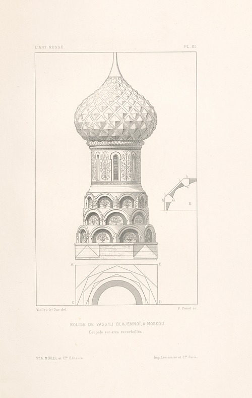 Église‎ ‎de‎ ‎Vassili‎ ‎Blajennoï,‎ ‎à‎ ‎Moscou.‎ ‎—‎ ‎Coupole‎ ‎sur‎ ‎arcs‎ ‎en- corbellés‎