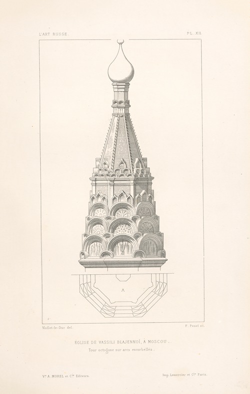 Église‎ ‎de‎ ‎Vassili‎ ‎Blajennoï,‎ ‎à‎ ‎Moscou.‎ ‎—‎ ‎Tour‎ ‎octogone‎ ‎sur arcs‎ ‎encorbellés‎