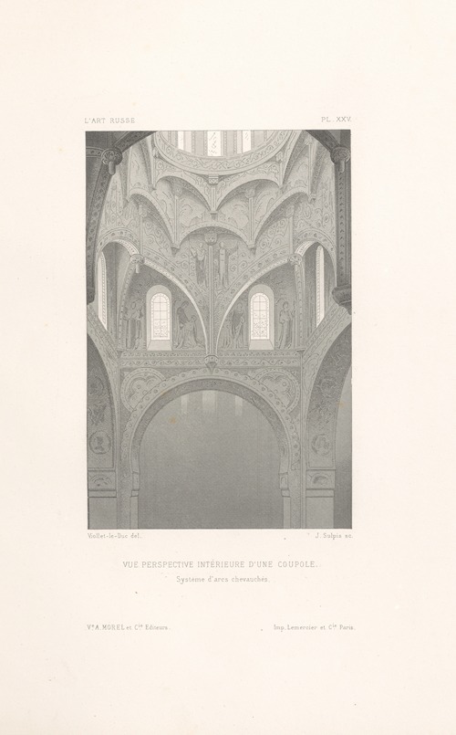 Vue‎ ‎perspective‎ ‎intérieure‎ ‎d’une‎ ‎coupole.‎ ‎—‎ ‎Système‎ ‎d’arcs chevauchés‎