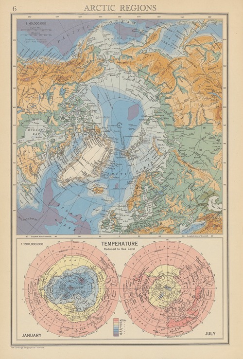 Arctic Regions Temperature, January and July