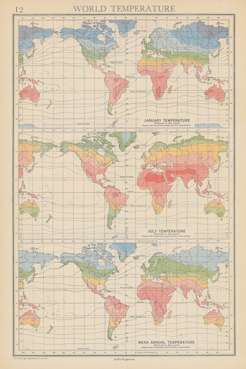 World Temperature January and July Mean Annual Temperature