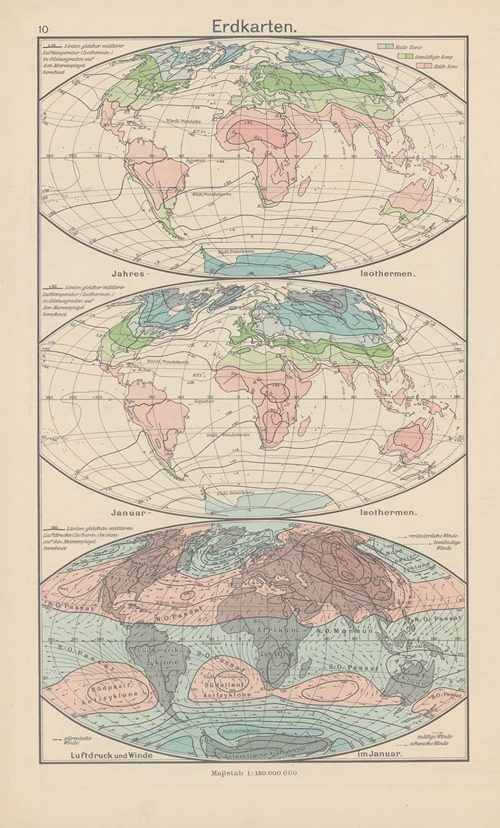 Jahres-Isothermen.‎ ‎—‎ ‎Januar-Isothermen.‎ ‎—‎ ‎Luftdruck‎ ‎und‎ ‎Winde‎ ‎im‎ ‎Januar