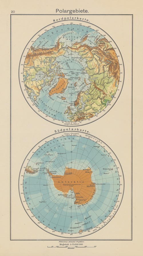 Polargebiete. Nordpolarkarte.‎ ‎—‎ ‎Südpolarkarte.