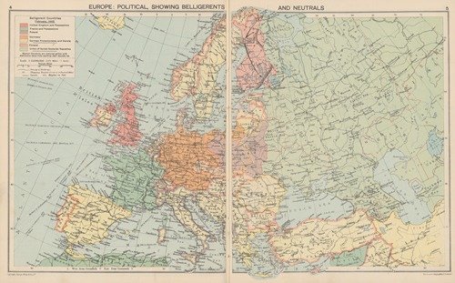 Europe; ‎Political‎ ‎Divisions, Showing Belligerents and Neutrals Countries and ‎Communications