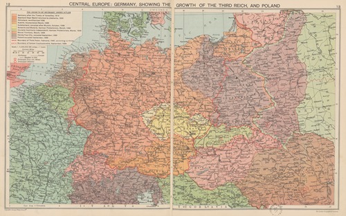 Central‎ ‎Europe; Germany,‎ ‎showing‎ ‎the growth of the Third Reich,‎ and‎ ‎Poland