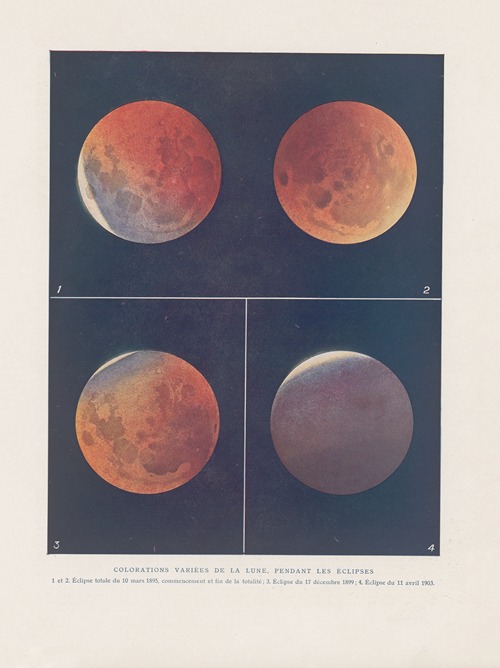 Colorations‎ ‎variées‎ ‎de‎ ‎la‎ ‎lune,‎ ‎pendant‎ ‎les‎ ‎éclipses