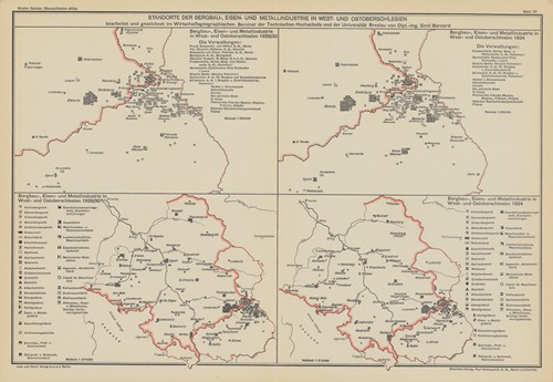 Standorte‎ ‎der‎ ‎Bergbau-,‎ ‎Eisen-‎ ‎und‎ ‎Metallindustrie in West und‎ ‎Ostoberschlesien
