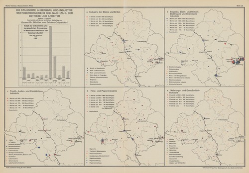 Standortskarten‎ ‎von‎ ‎Bergbau‎ ‎und‎ ‎Industrie Westoberschlesiens‎ ‎nach‎ ‎Zahl‎ ‎der‎ ‎Betriebe‎ ‎und Arbeiter