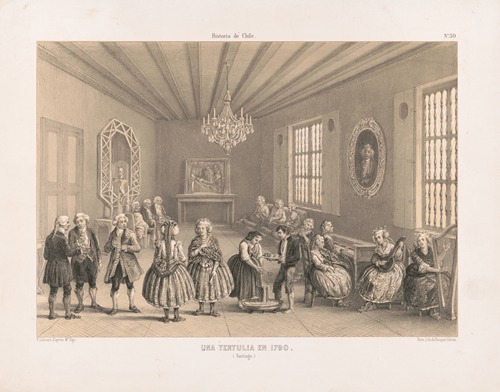 Tertulia Letrero Una tertulia en 1840 (Santiago) - Artvee