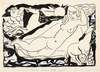 Venus Vignet voor boek ‘L’art Hollandais contemporain’ van Paul Fierens; liggend naakt met daarbij afgebeeld twee paarden en twee duiven