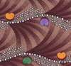 Textile Design with Horizontal Undulating Strips of Pearls with Alternating Offsetting Bundles of Pearls and Heart Shapes over a Background of Alternating Overlapping Scales
