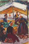Women in the Market Stalls, Chinon, France