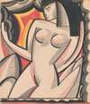 Graphic design of nude female.] [Cubist composition drawing