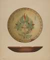 Plate with Tulip and Two Flowers