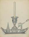 Silver Candlestick with Two Snuffers