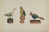 Pa. German Three Carved and Painted Birds