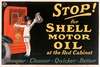 Stop! for Shell motor oil at the Red Cabinet