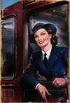 WRNS rating at railway carriage