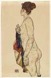 Standing Nude with a Patterned Robe