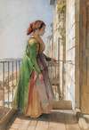 A Greek Girl Standing on a Balcony 1840