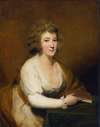 Portrait Of Lady Nasmyth, In A White Dress And Brown Shawl, Seated At A Table, Holding A Book