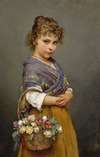 Young Girl With A Basket Of Flowers