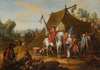 A Military Encampment, Depicting The Household Cavalry Of The duke of Savoy (1744-1745) With A Standard Bearer And Horses By A Tent