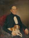 Portrait Of A Seated Man With A Dog