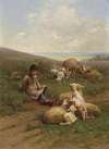 A Young Shepherd With His Flock