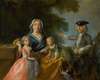 Portrait Of A Family, Traditionally Identified As Mr. And Mrs. Saint-Martin With Their Two Children In A Landscape