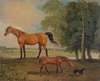 Broodmare With Foal, And A Terrier