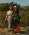 Two Young Women Picking Grapes (Study For The Vintage At Château Lagrange)